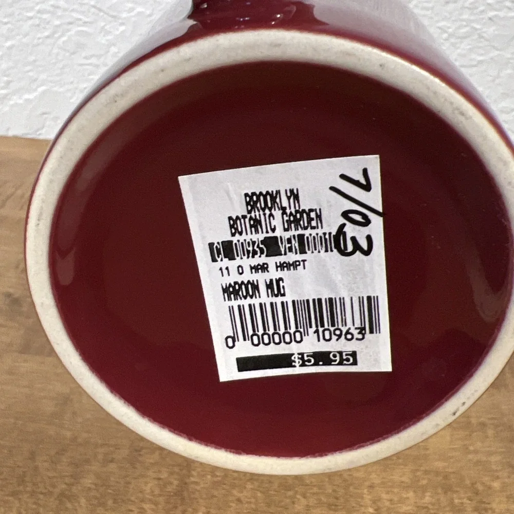 Vintage Brooklyn Botanic Garden Burgundy Mug - Picture 6 of 9